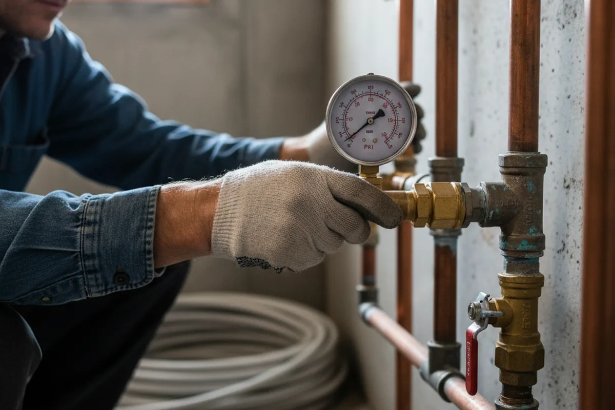 Pressure testing a repaired line during Water Line Repair in Dauphin Island